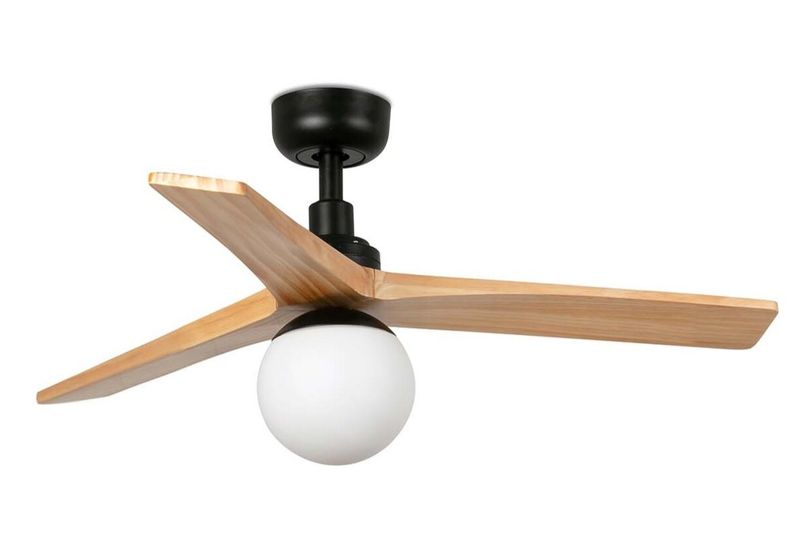 Klim 92.5cm Black-Pine Ceiling Fan with Light &amp; Remote Control by Faro