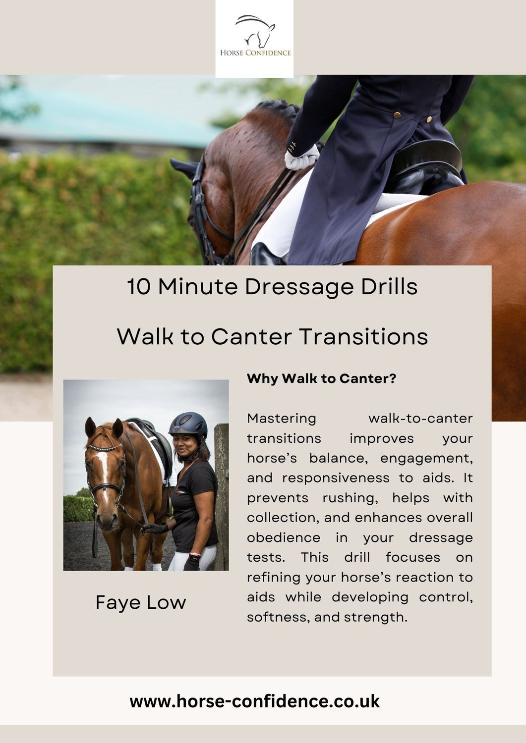 Walk to Canter 10 minute Dressage Drill Free Handout