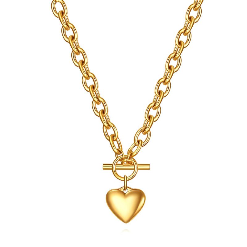 18K VERGULDE ROESTVRIJSTALEN "HART" KETTING