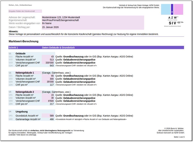 Immobilienbewertung EFH - Basis-Lizenz für Hauseigentümer
