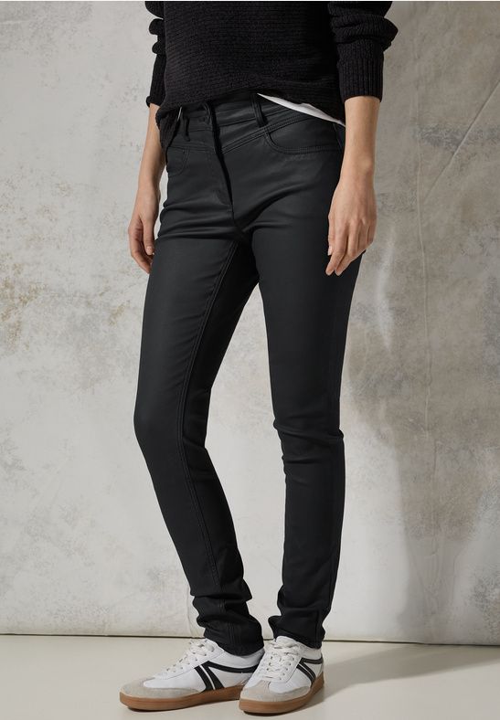 Pantalon noir enduit VICKY
