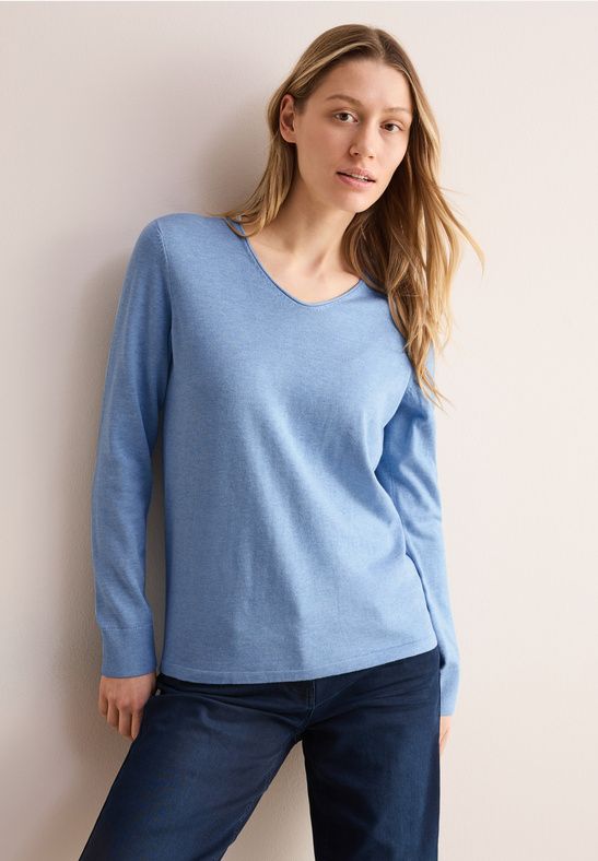 Pull fin bleu ciel