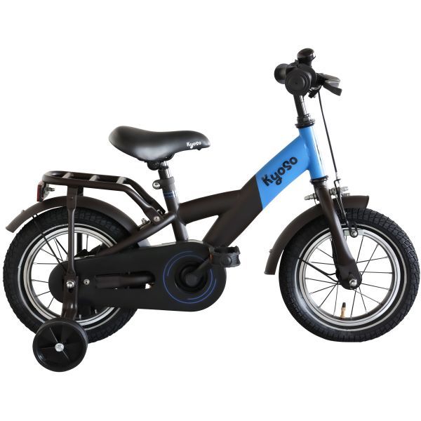 Kinderfiets 12&quot; Kyoso X-Rider met remnaaf - zwart/blauw