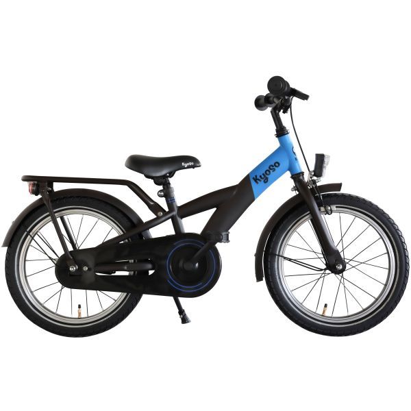 Kinderfiets 16&quot; Kyoso X-Rider met remnaaf - zwart/blauw