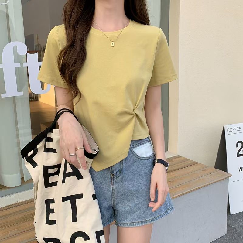 Cotton Casual Knot Front T-Shirt for Everyday Wear