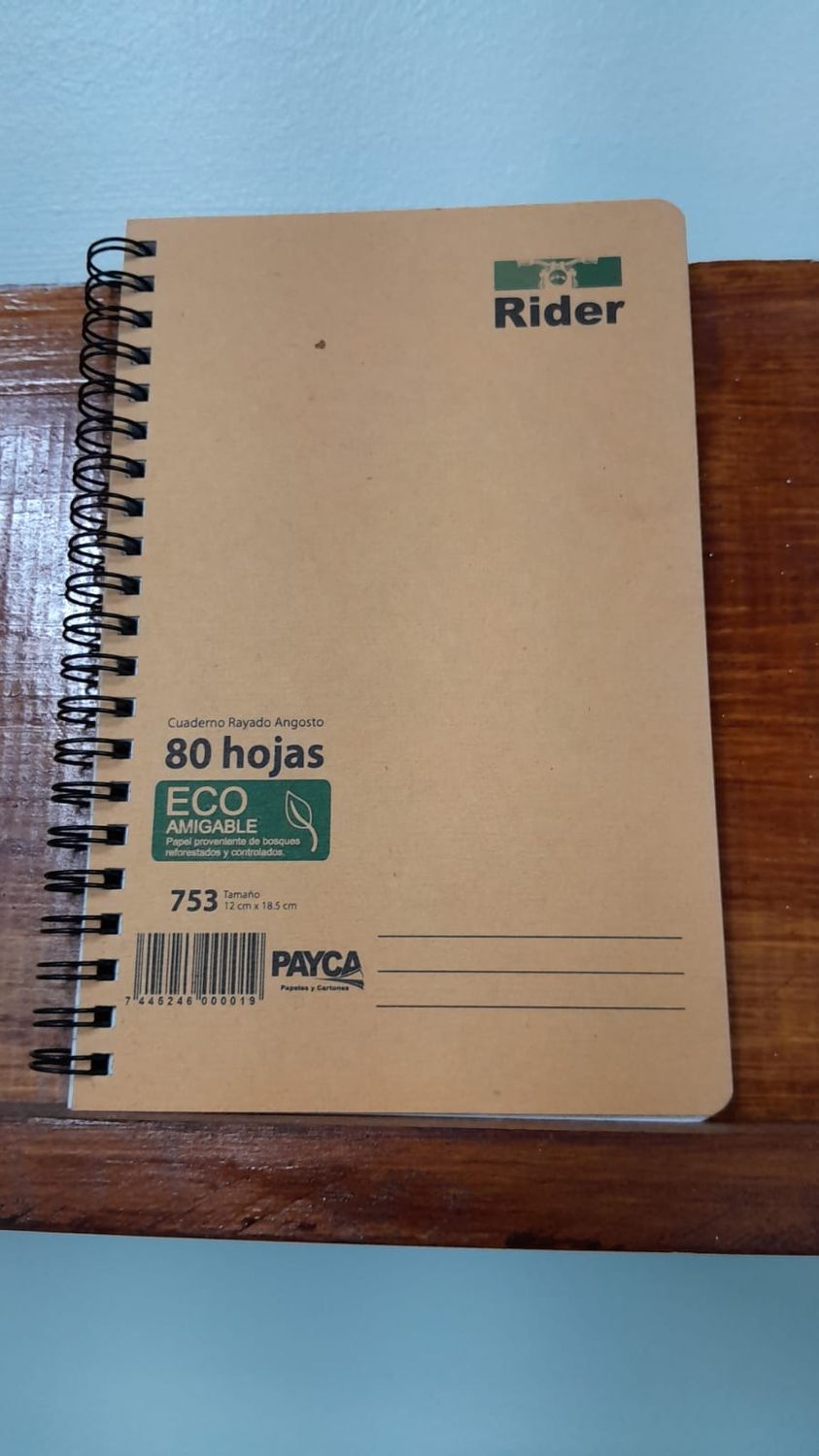 CUADERNO RIDER 753 120 MM X 185
MM 80 HOJAS