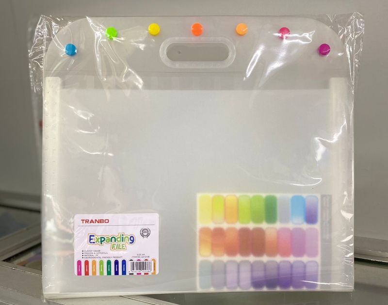 Carpeta con agarre y broches de colores