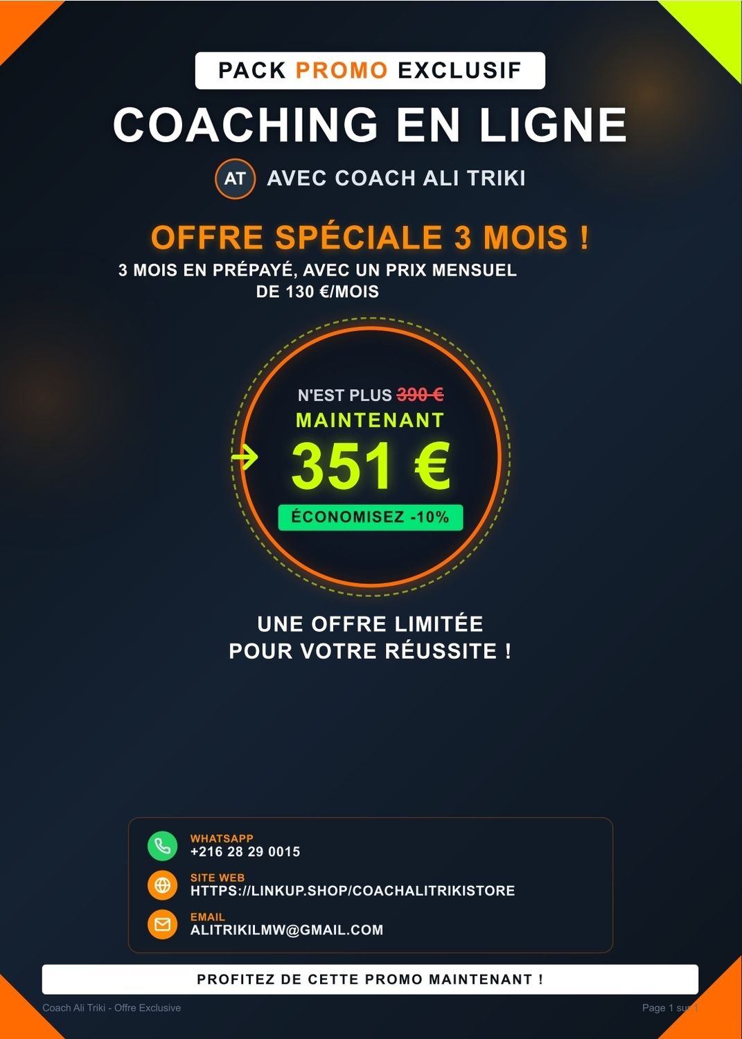 Promo 10% 3 mois des packs de 129/130€