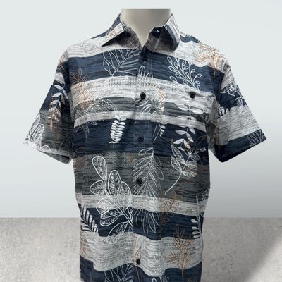 Chemise motif feuille marine