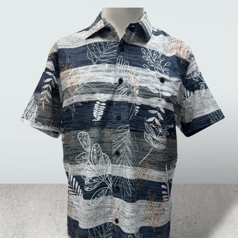 Chemise motif feuille marine