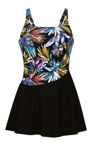 Maillot une pièce avec jupe - Night Flower, Size: C8