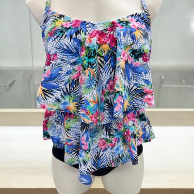 Tankini  col en V avec volants en pointe - Tropical Island