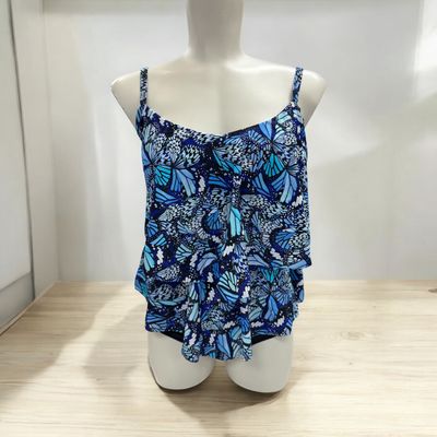 Tankini  col en V avec volants en pointe - Blue Butterfly