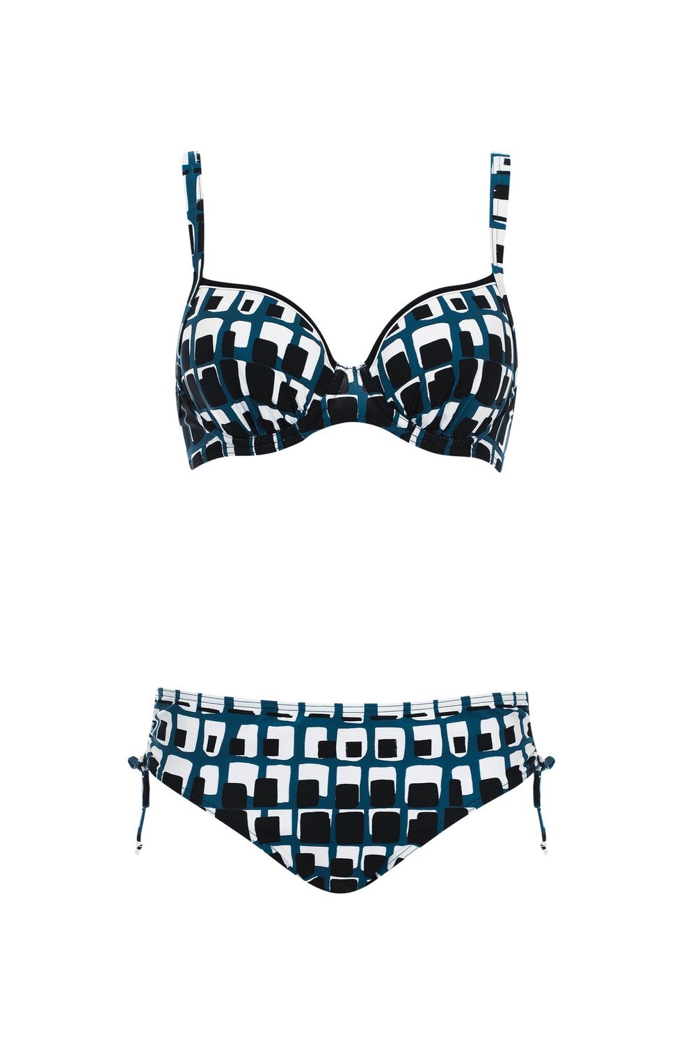 Bikini 2 pièces Géo blanc noir et  gris-bleu