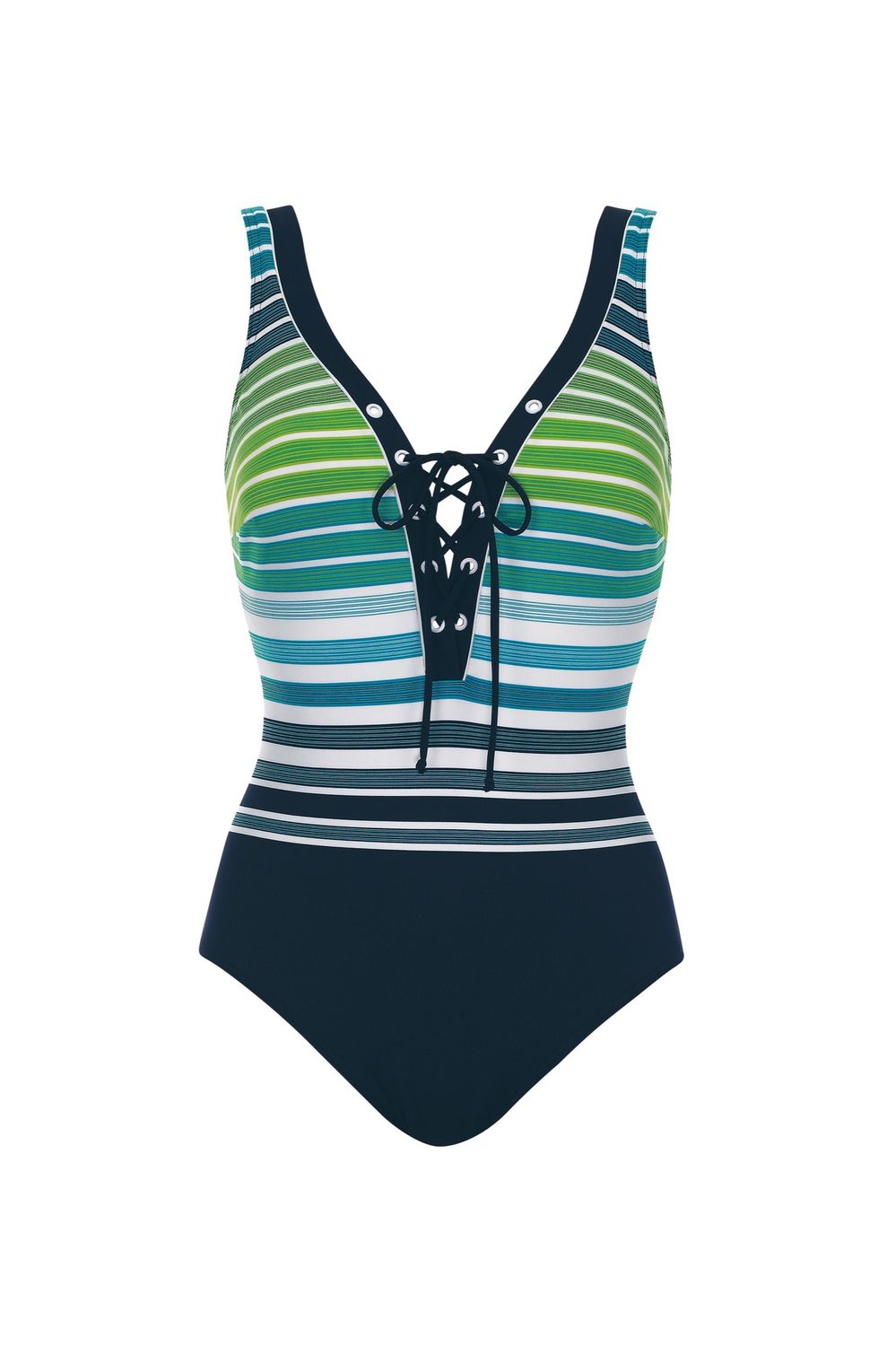 Maillot une pièce avec lacet - Vert et bleu