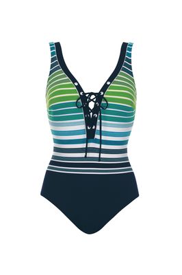 Maillot une pièce avec lacet - Vert et bleu