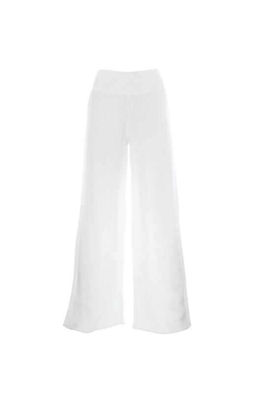 Pantalon blanc léger à  jambe large 100% cotton