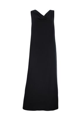 Longue robe noir col baveux