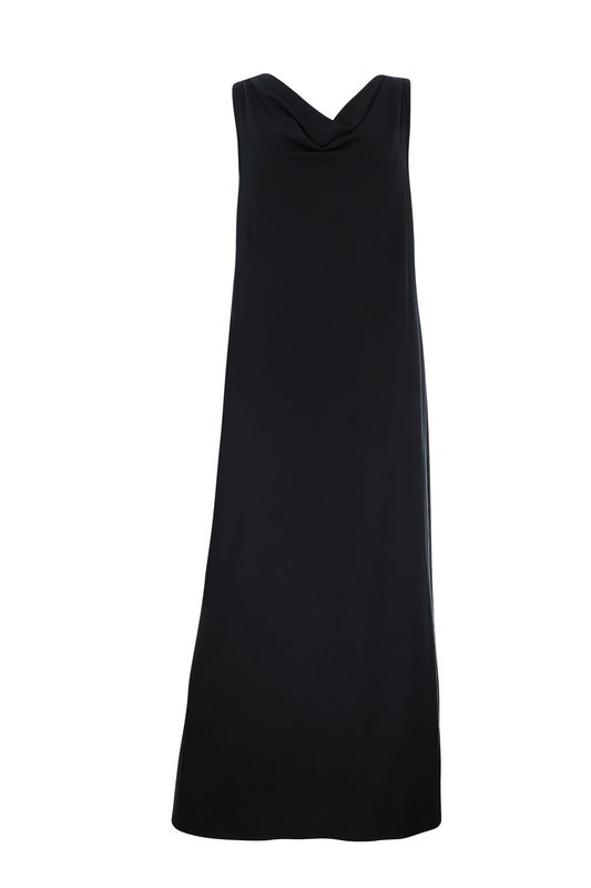 Longue robe noir col baveux