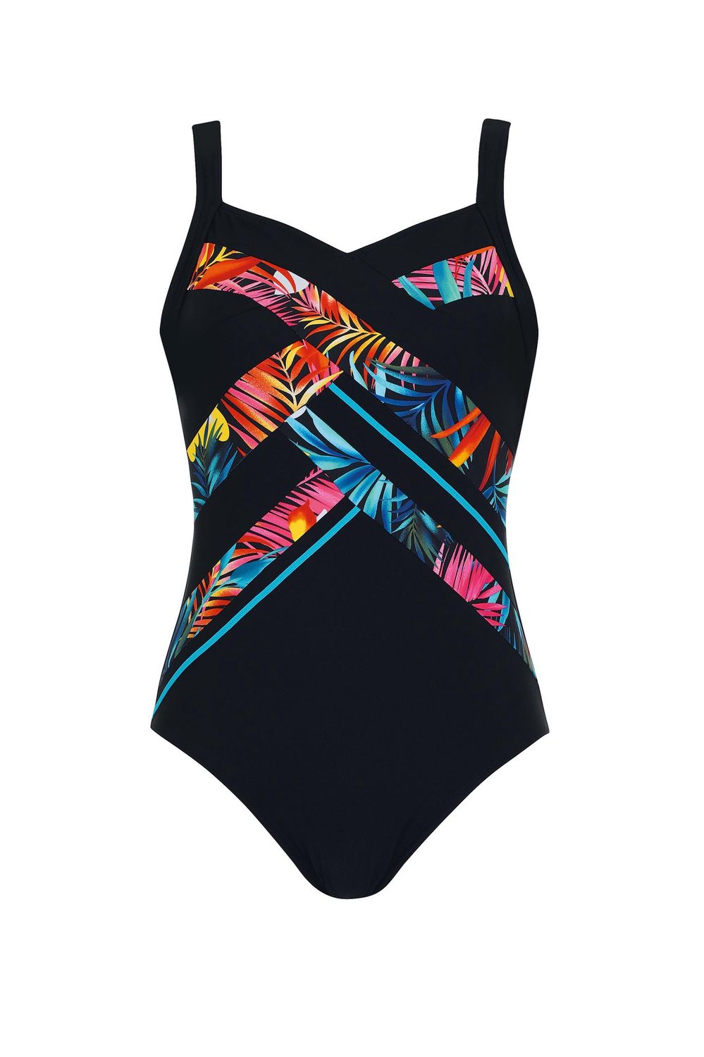 Maillot une pièce motifs tropicaux entrelacées