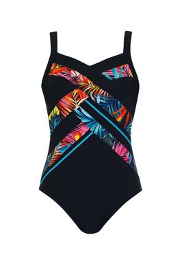Maillot une pièce motifs tropicaux entrelacées