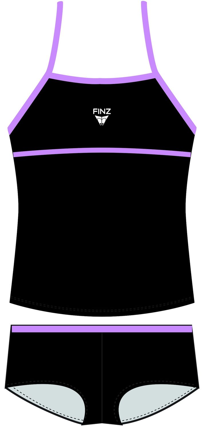 Tankini 2 pièces fillette - Noir et lavande
