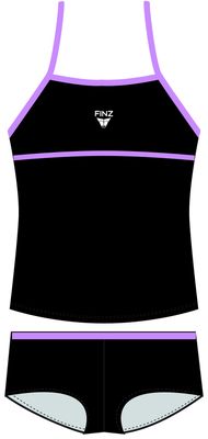 Tankini 2 pièces fillette - Noir et lavande