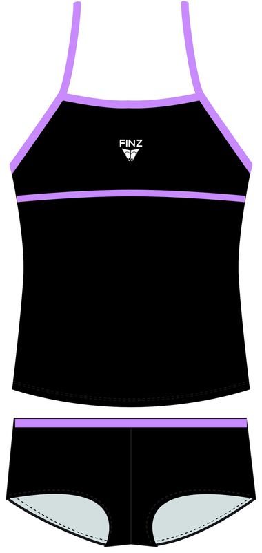 Tankini 2 pièces fillette - Noir et lavande