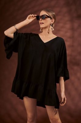 Tunique fluide à taille unique - Akalani Noir