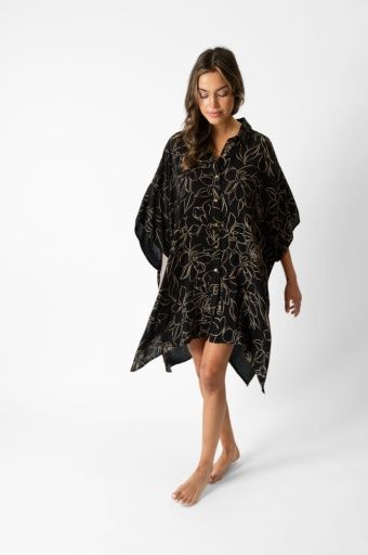 Grande blouse Miami imprimé fleurs dorées