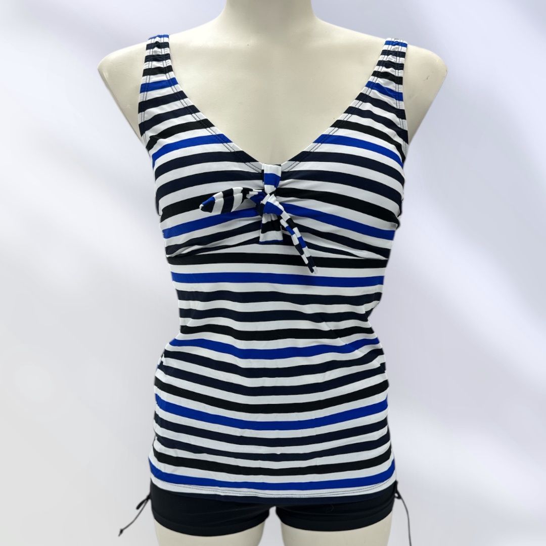 Tankini Col V avec noeud, imprimé rayé