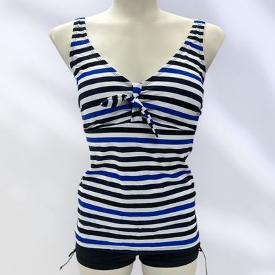 Tankini Col V avec noeud, imprimé rayé