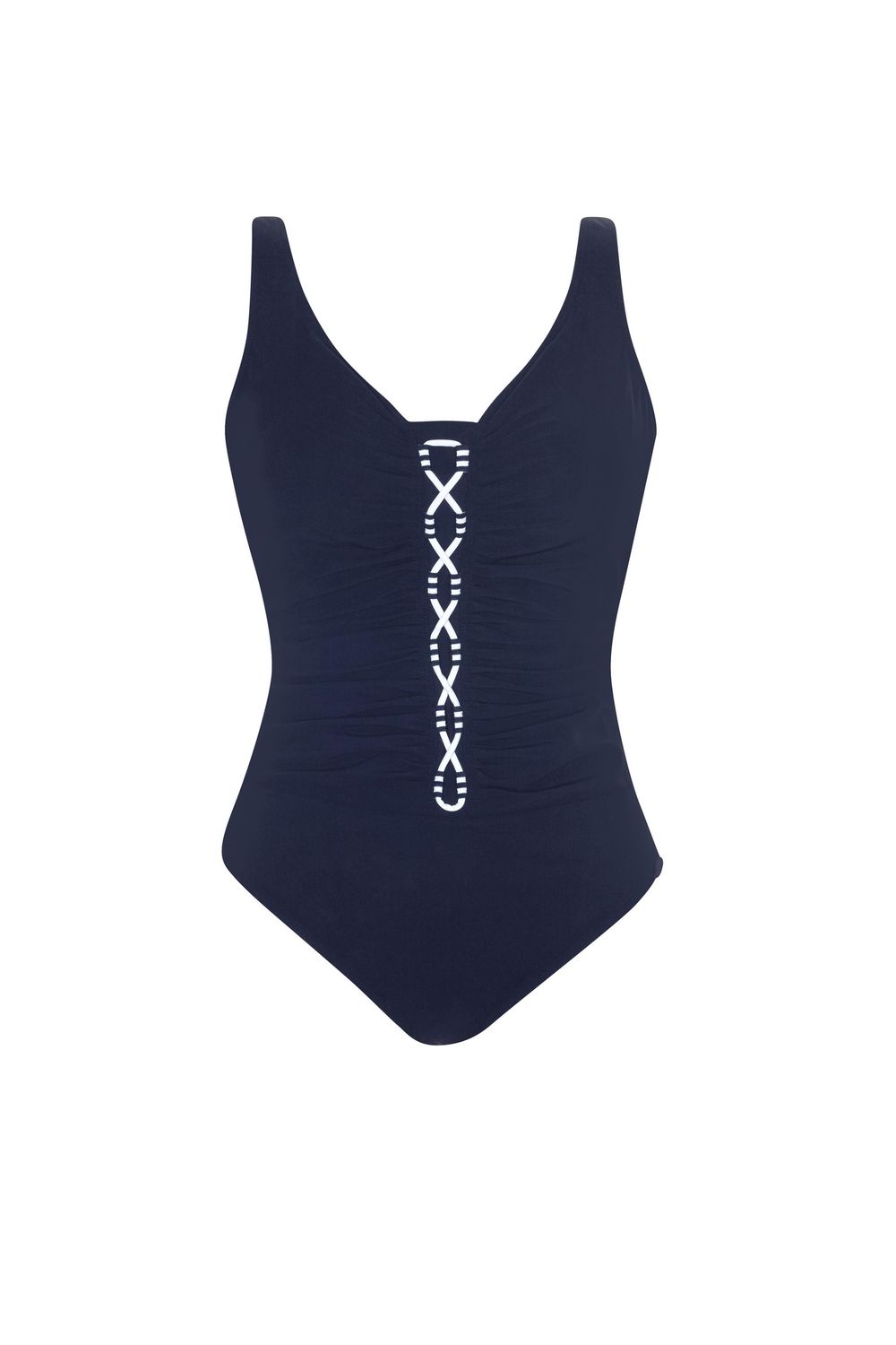 Maillot une pièce marine col en V