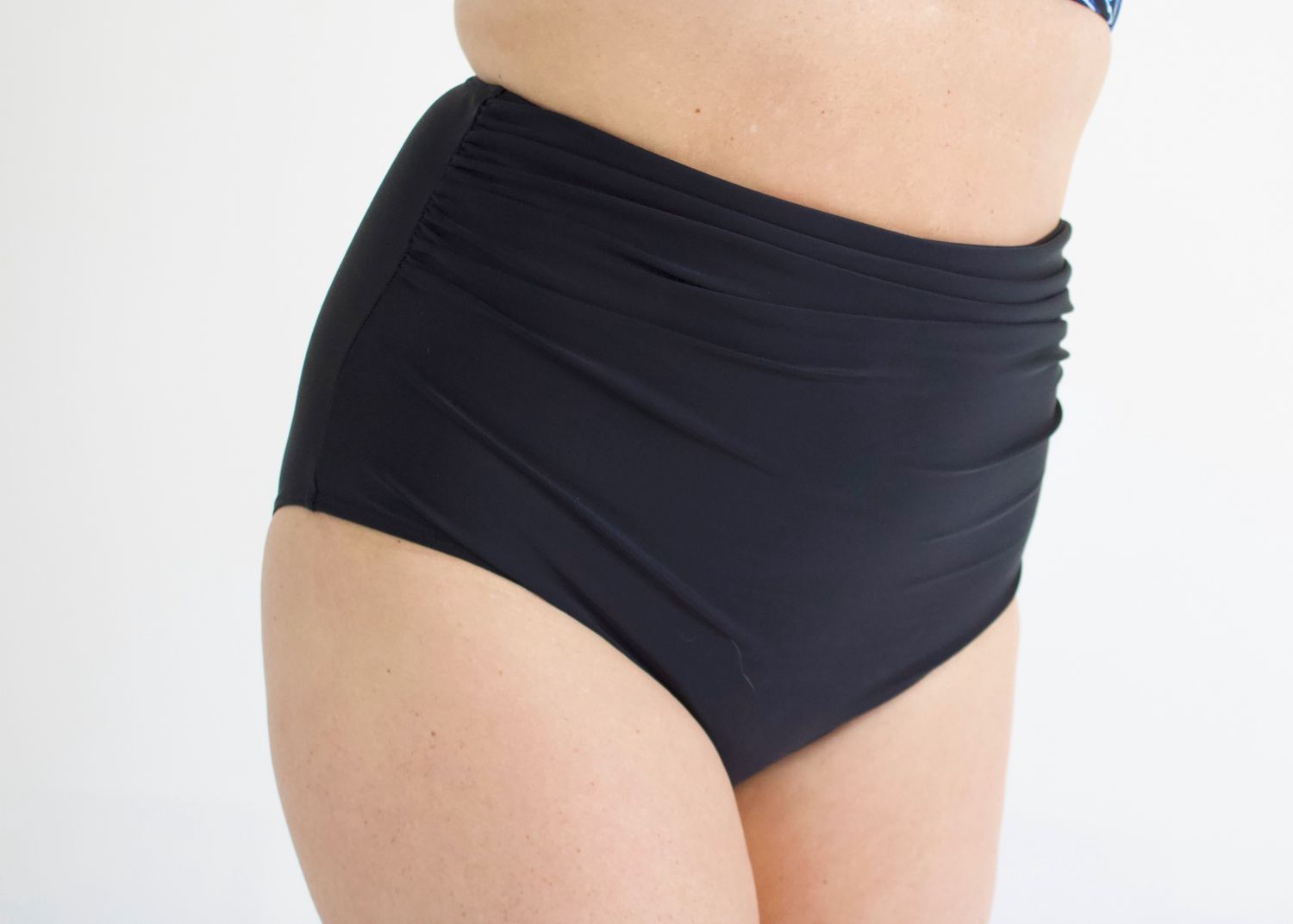 Bas de maillot taille haute plissée - U15