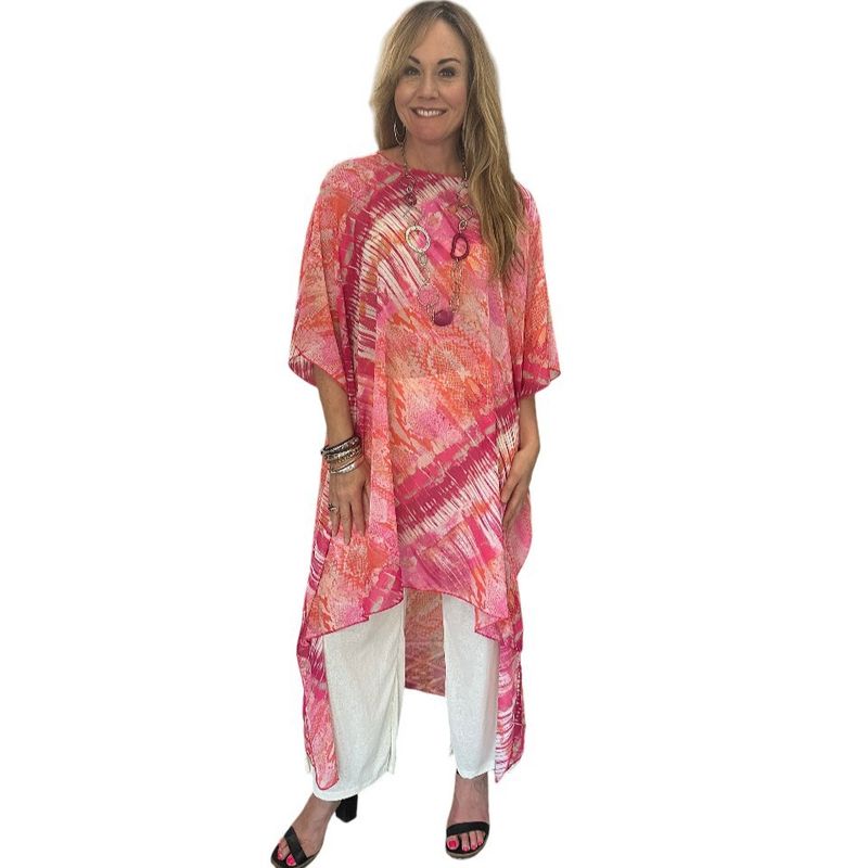 Caftan taille unique - Rose/Corail