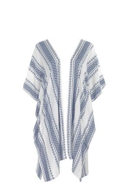 Blouse ouverte en cotton marine et blanche