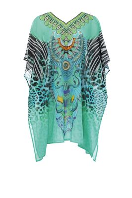 Poncho 100% cotton à motif animal