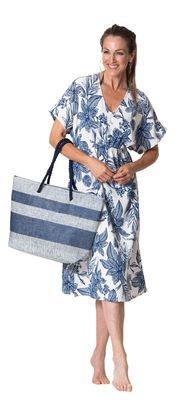 Sac fourre-tout rayé marine avec cordage