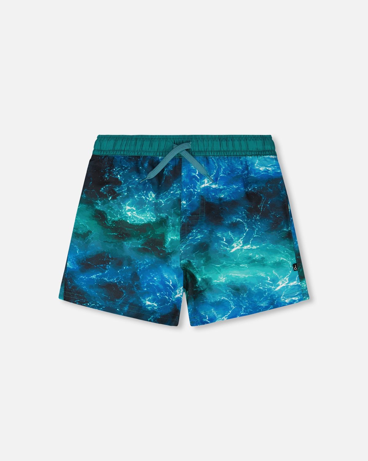 Short de bain bleu imprimé vagues