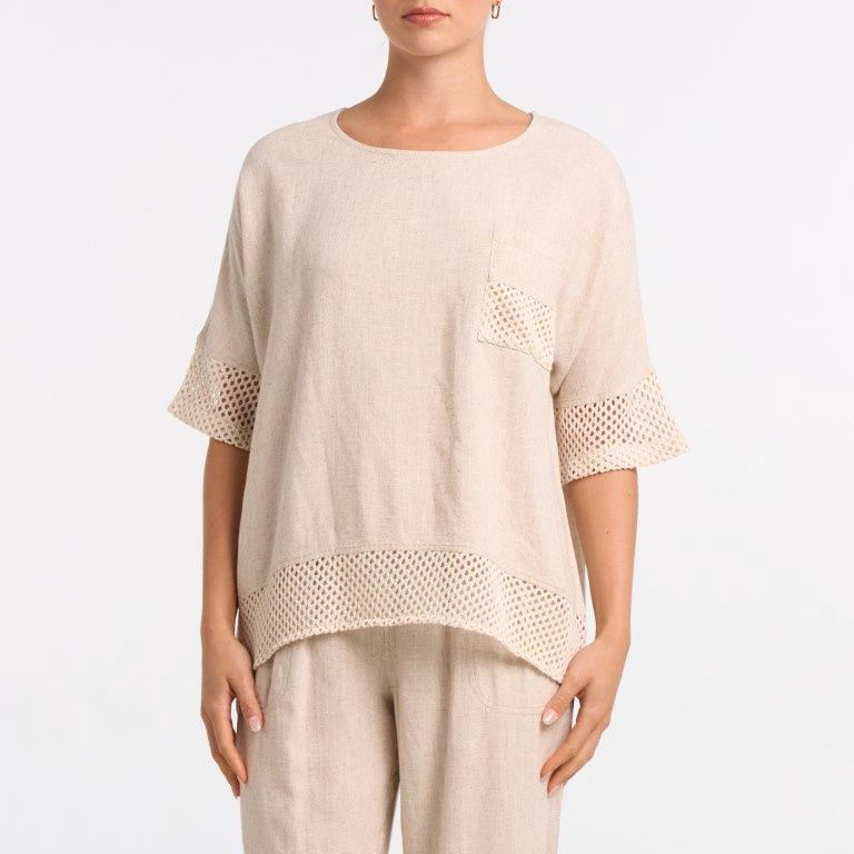 Blouse sable mélange de lin