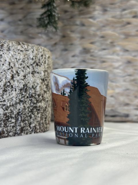 Mt. Rainier Ceramic Shot Glass, Image: Paradise Lodge &amp; Chalmers