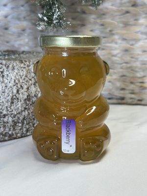 Glass Bear Jar of Honey - 12 oz, Flavor: Blackberry