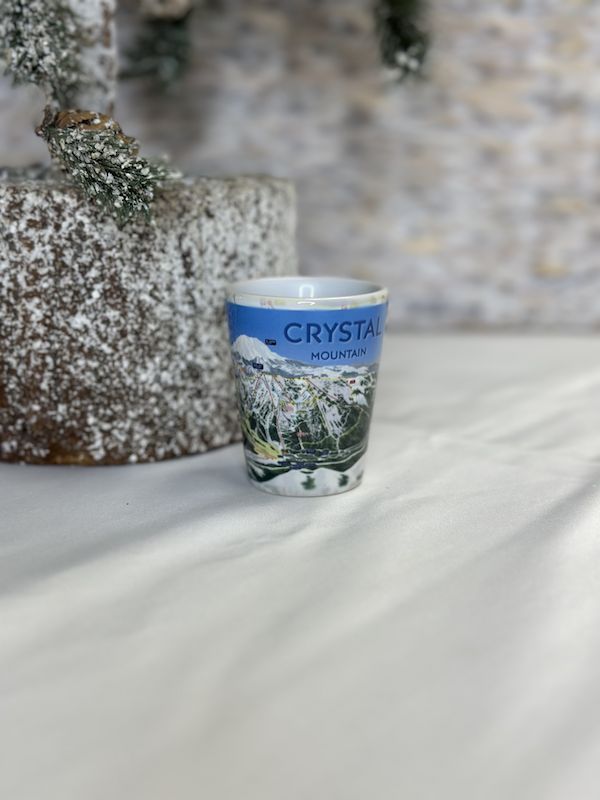 CM Ski Map White Ceramic Shot Glass - 1.5 oz