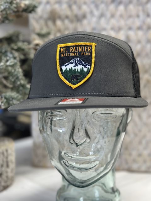 Mt Rainer Alpenglow Bear Trucker, Color: Charcoal/Black
