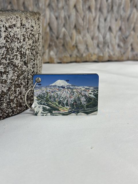 Crystal Mountain Ski Map Wood Keychain