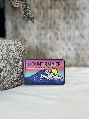 Mt. Rainier Neon Sunset Magnet