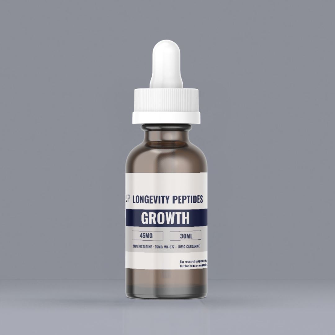 Picture of a 30ml bottle of Growth on a grey background