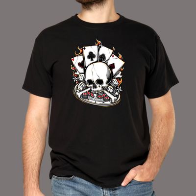 Dead Man’s Hand T-Shirt – Skull Poker Graphic Tee