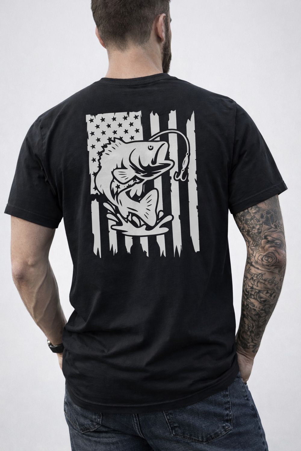 Bass Fishing American Flag T-Shirt