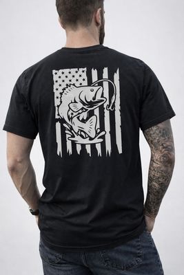 Bass Fishing American Flag T-Shirt